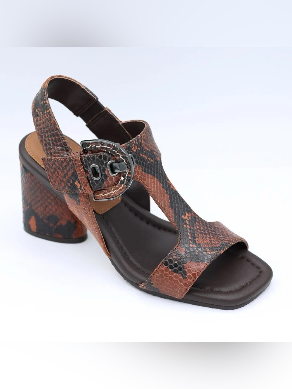 Donald J.  Pliner Erin Brown and Black Snake-Print Slingback Sandals Size 7.5